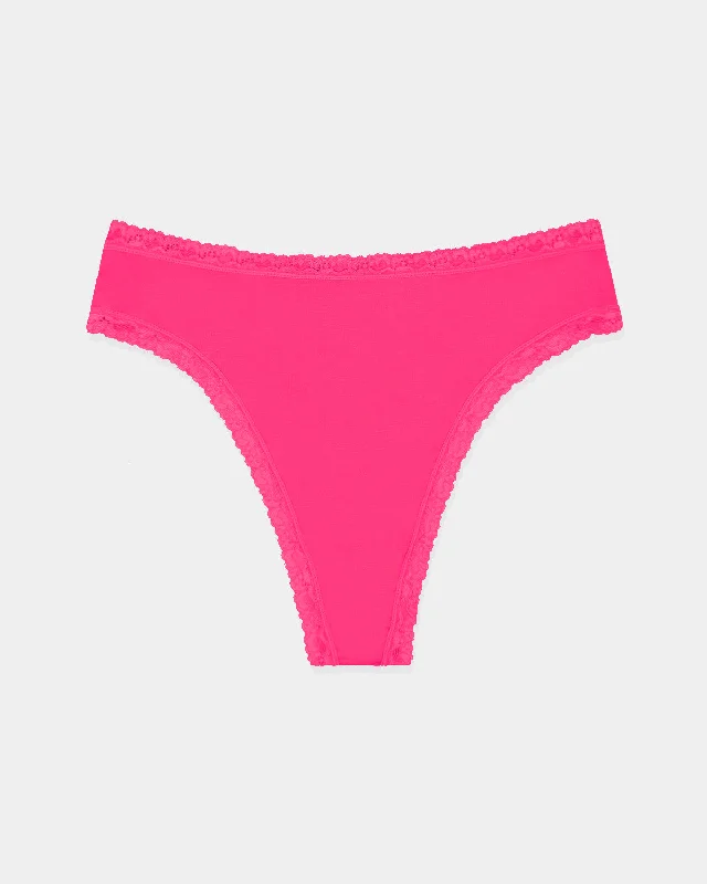 High Waisted Thong - Raspberry