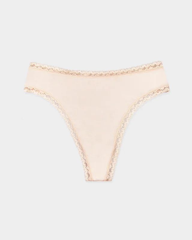 High Waisted Thong  - Sand