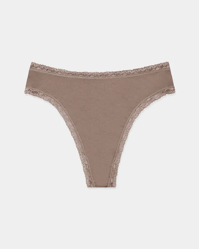 High Waisted Thong  - Taupe