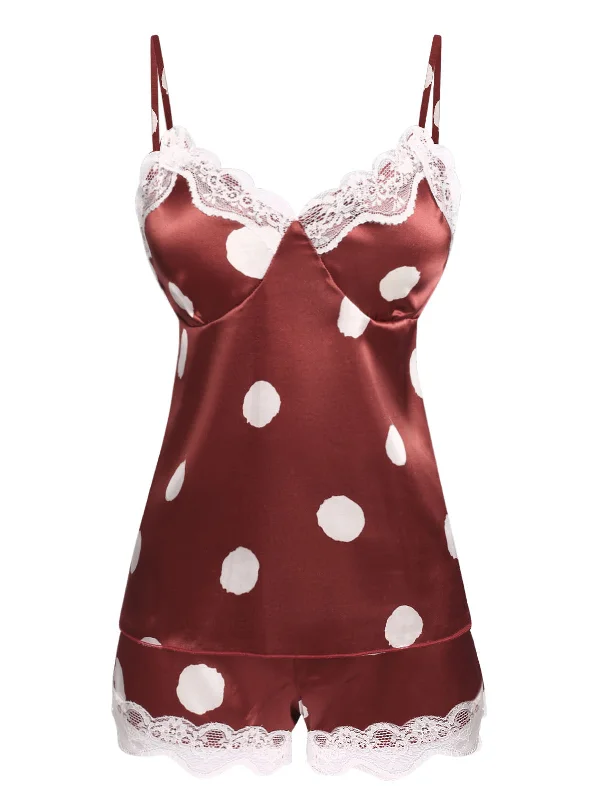 1950s Polka Dot Lace Camisole Sleepwear