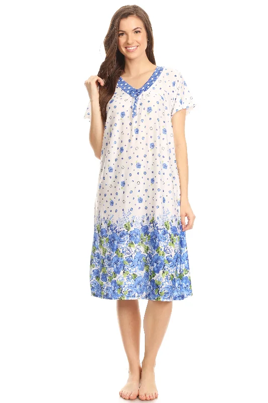 811 Women Nightgown Sleepwear Female Short Sleeve Sleep Dress Nightshirt