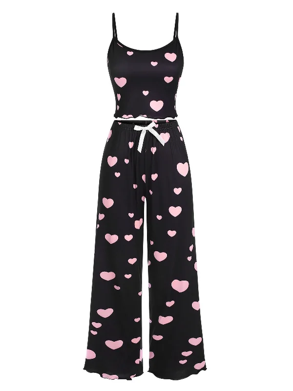 Black 1930s Heart Pajama Set