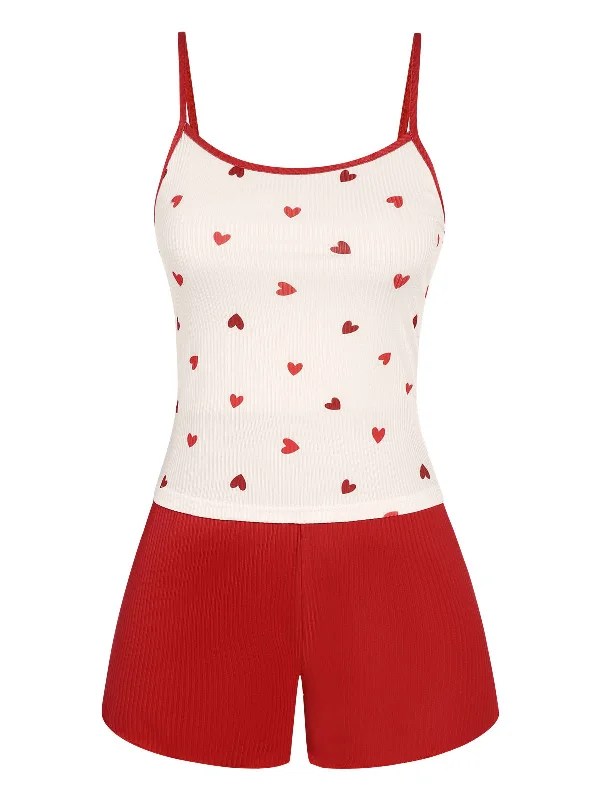 Red 1930s Heart Pajama Set